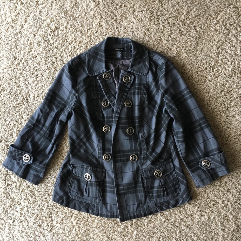 Gray & Black Plaid Maurice’s Pea Coat
